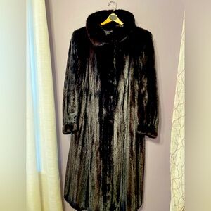 Black Willow dark chocolate long mink coat M